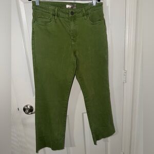 KUT From The Kloth Olive Green Cropped Jeans Raw Hem Women Size 8